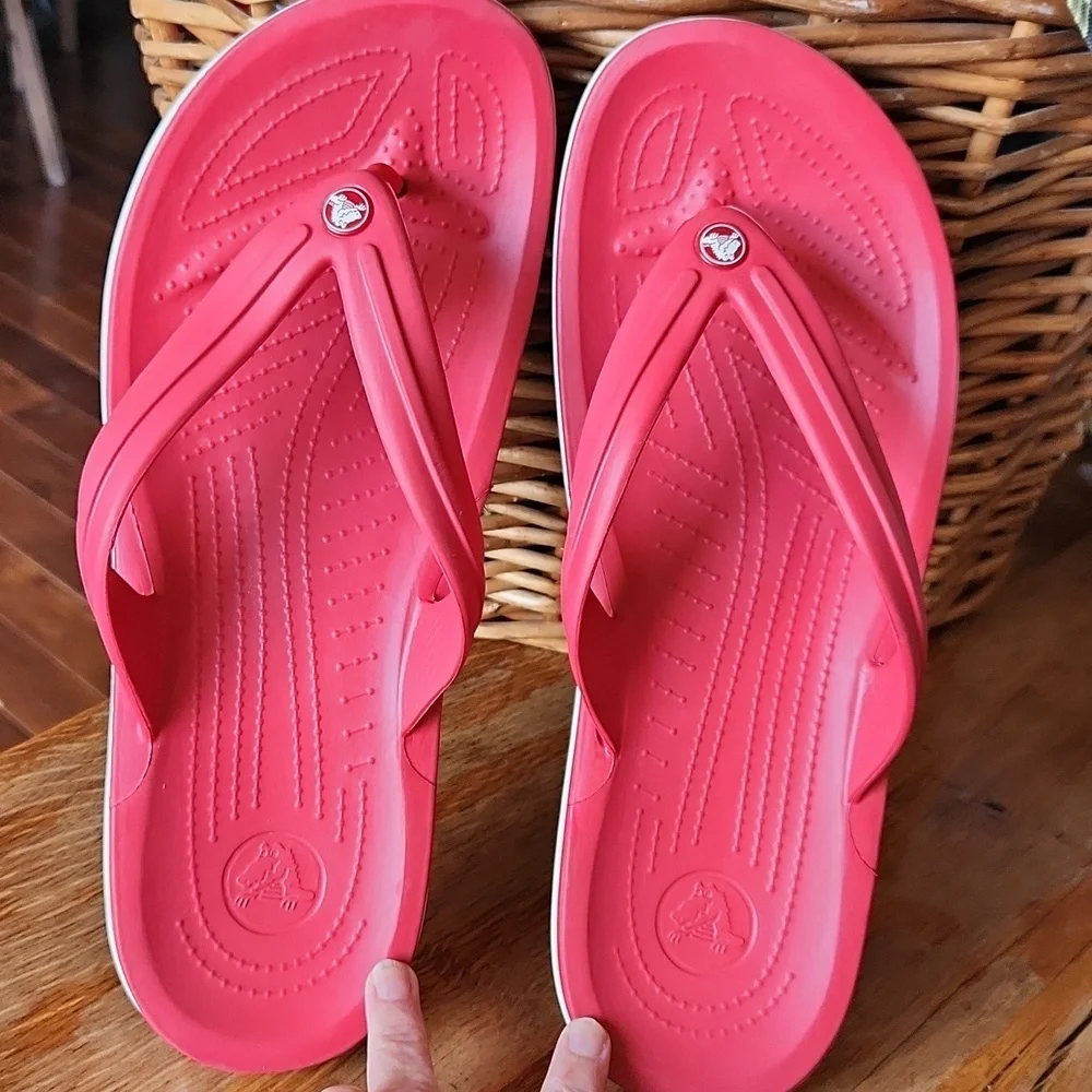 Crocs Crocband Mens Flip‎ Flops Red Shoes Size 12